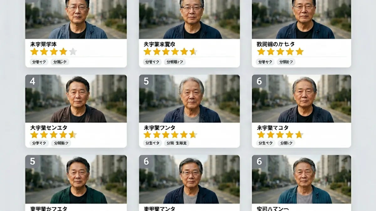 日本成人内容平台界面截图，展示番号分类标签与评分系统的排列方式